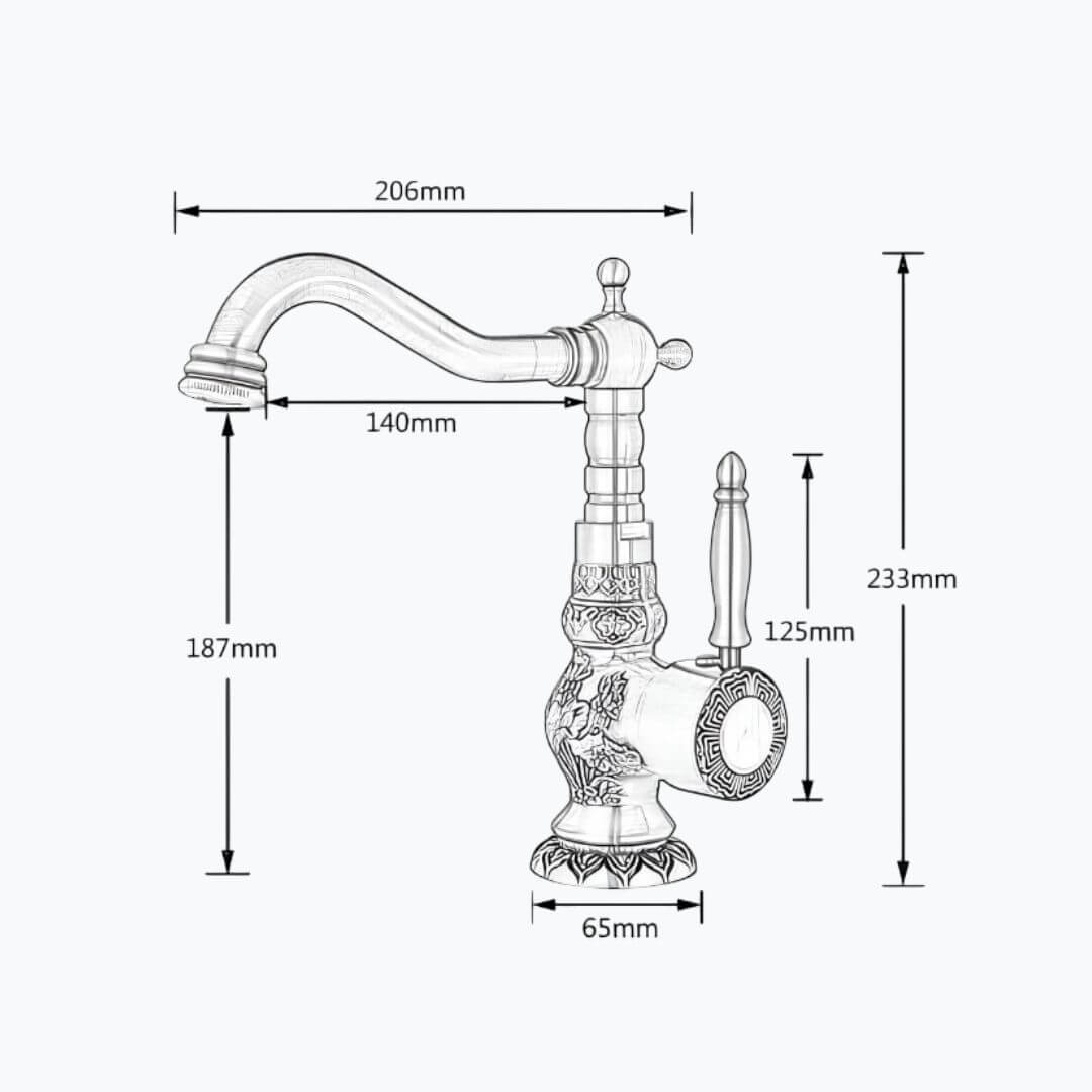 Robinet lavabo vintage sculpté - Grande version