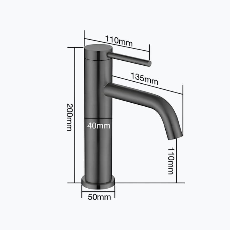 Robinet mitigeur inox – design brossé, bec arrondi