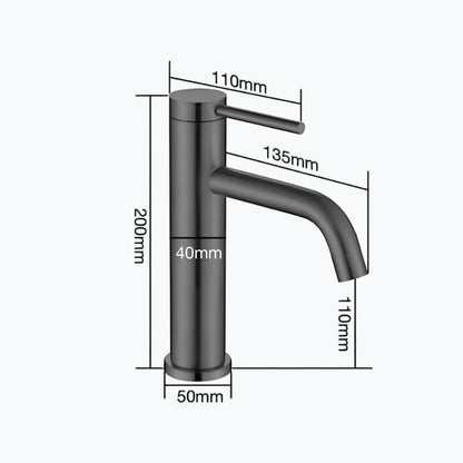 Robinet mitigeur inox – design brossé, bec arrondi
