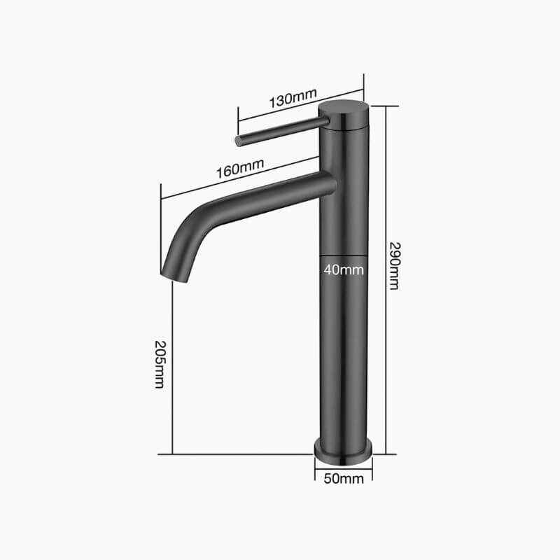 Robinet mitigeur inox – design brossé, bec arrondi