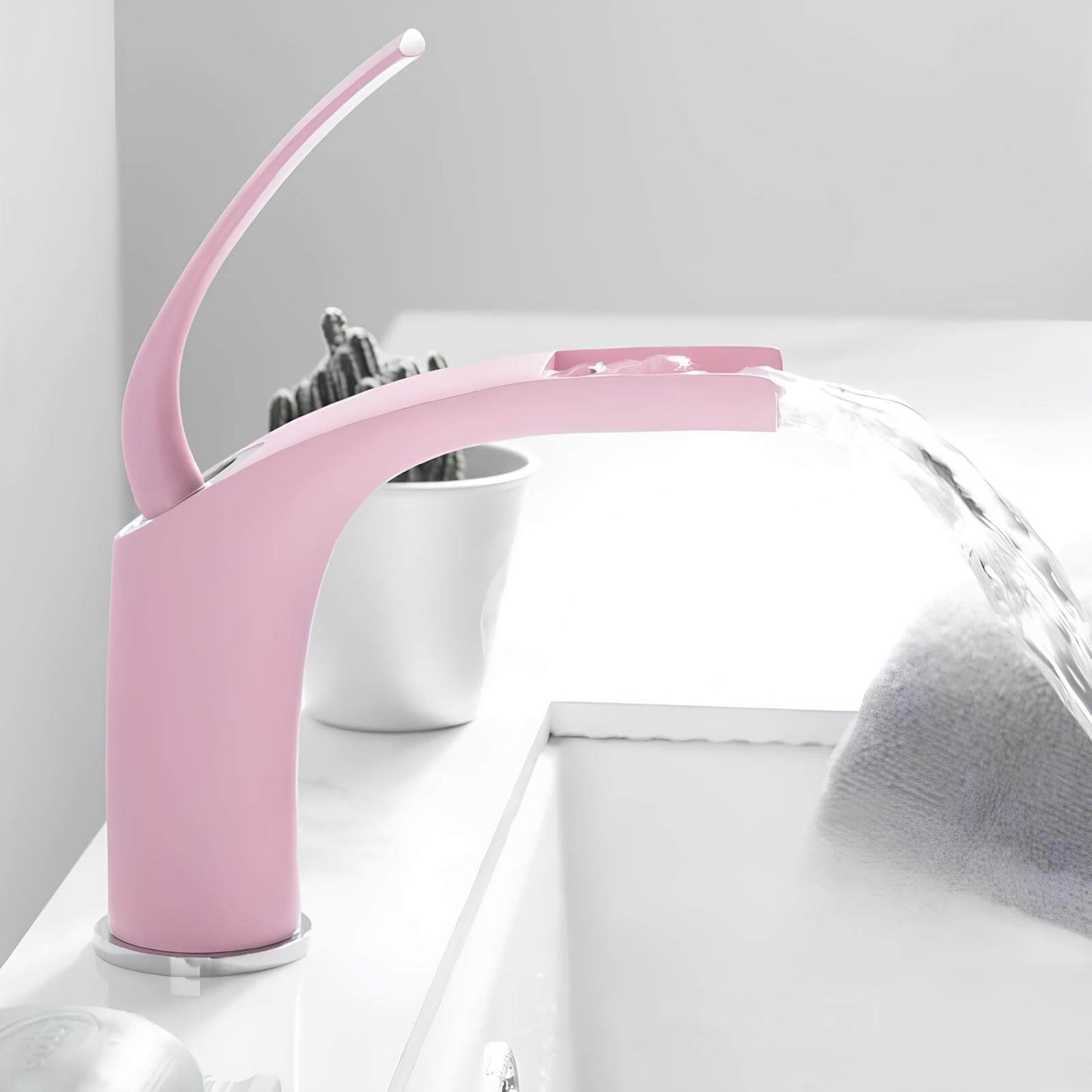 Robinet mitigeur rose en laiton – mitigeur cascade pour lavabo