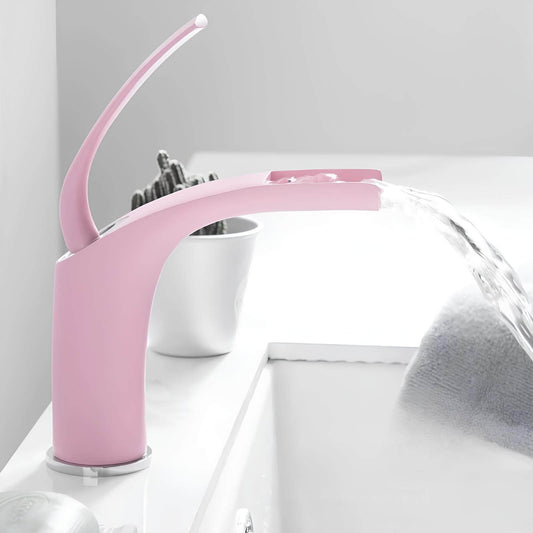 Robinet mitigeur rose en laiton – mitigeur cascade pour lavabo