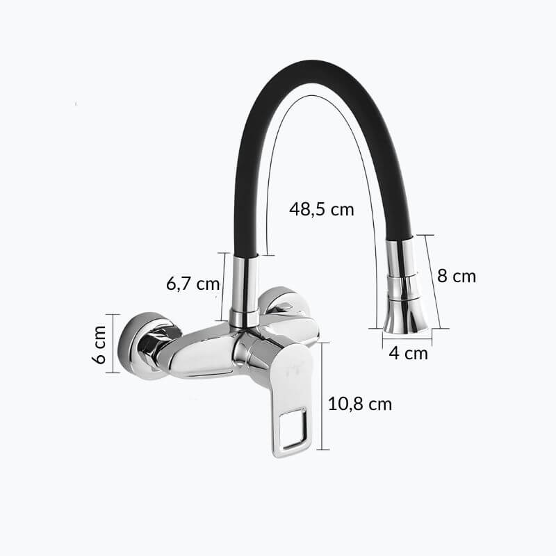 Robinet mural cuisine – mitigeur pliable avec bec orientable 360°