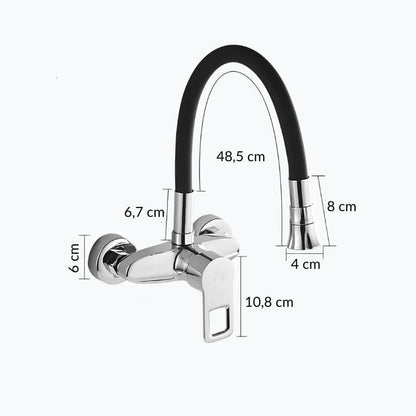 Robinet mural cuisine – mitigeur pliable avec bec orientable 360°