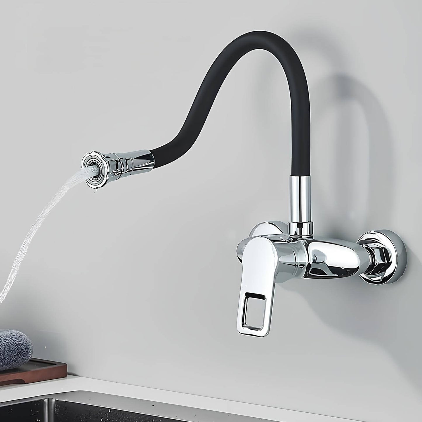 Robinet mural cuisine – mitigeur pliable avec bec orientable 360°