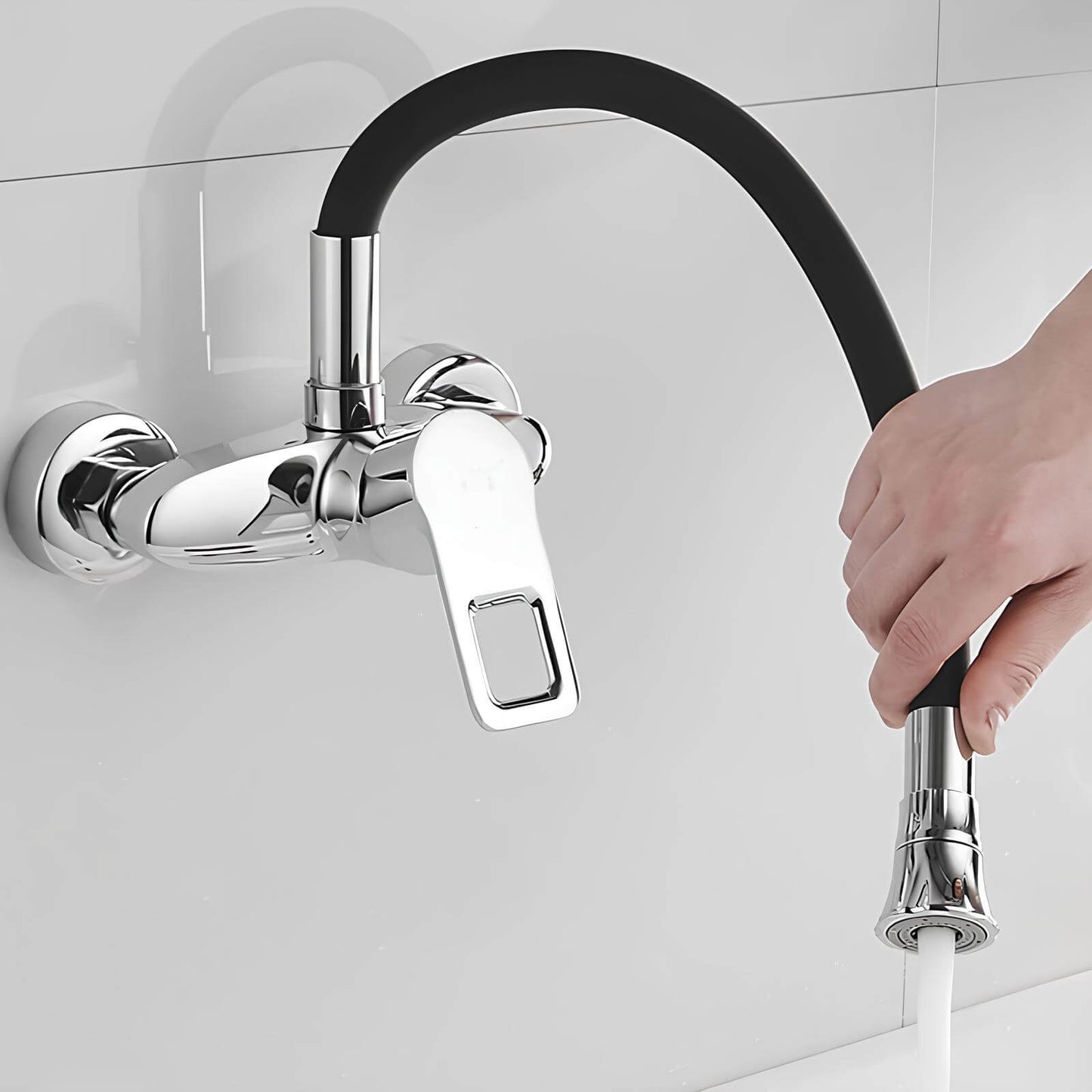 Robinet mural cuisine – mitigeur pliable avec bec orientable 360°