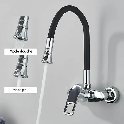 Robinet mural cuisine – mitigeur pliable avec bec orientable 360°