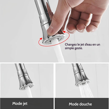 Robinet mural cuisine – mitigeur pliable avec bec orientable 360°