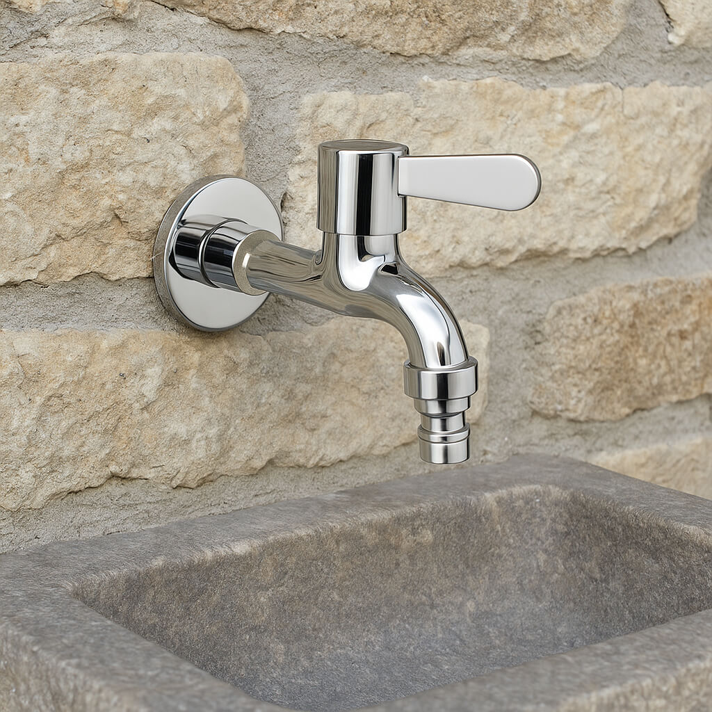 Robinet mural inox pour machine à laver ou extérieur