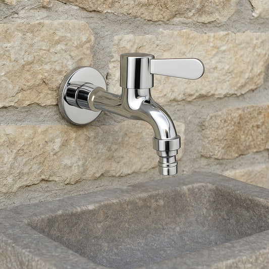 Robinet mural inox pour machine à laver ou extérieur