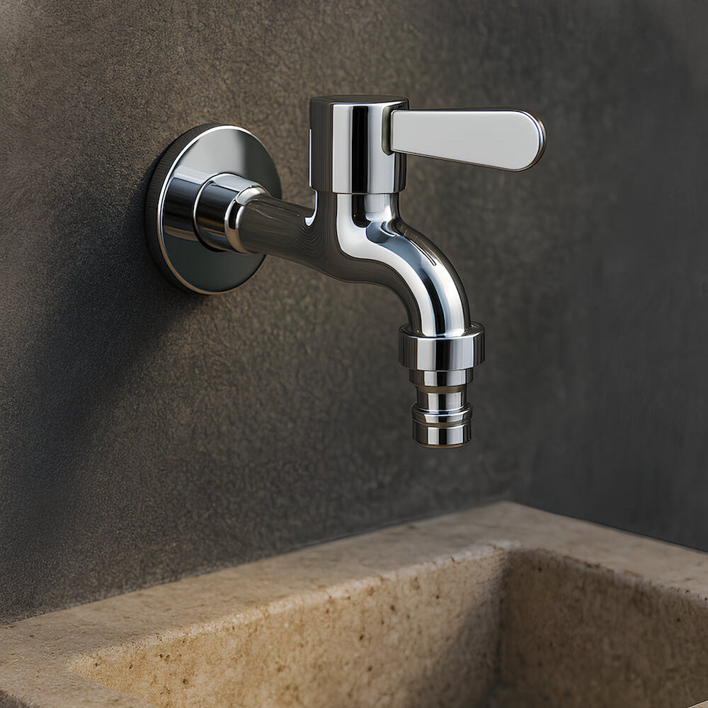 Robinet mural inox pour machine à laver ou extérieur
