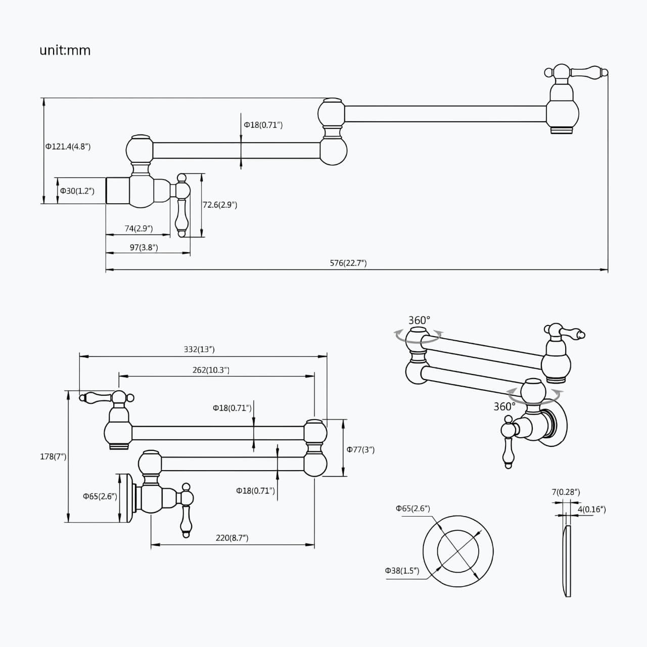 Robinet rabattable design – eau froide