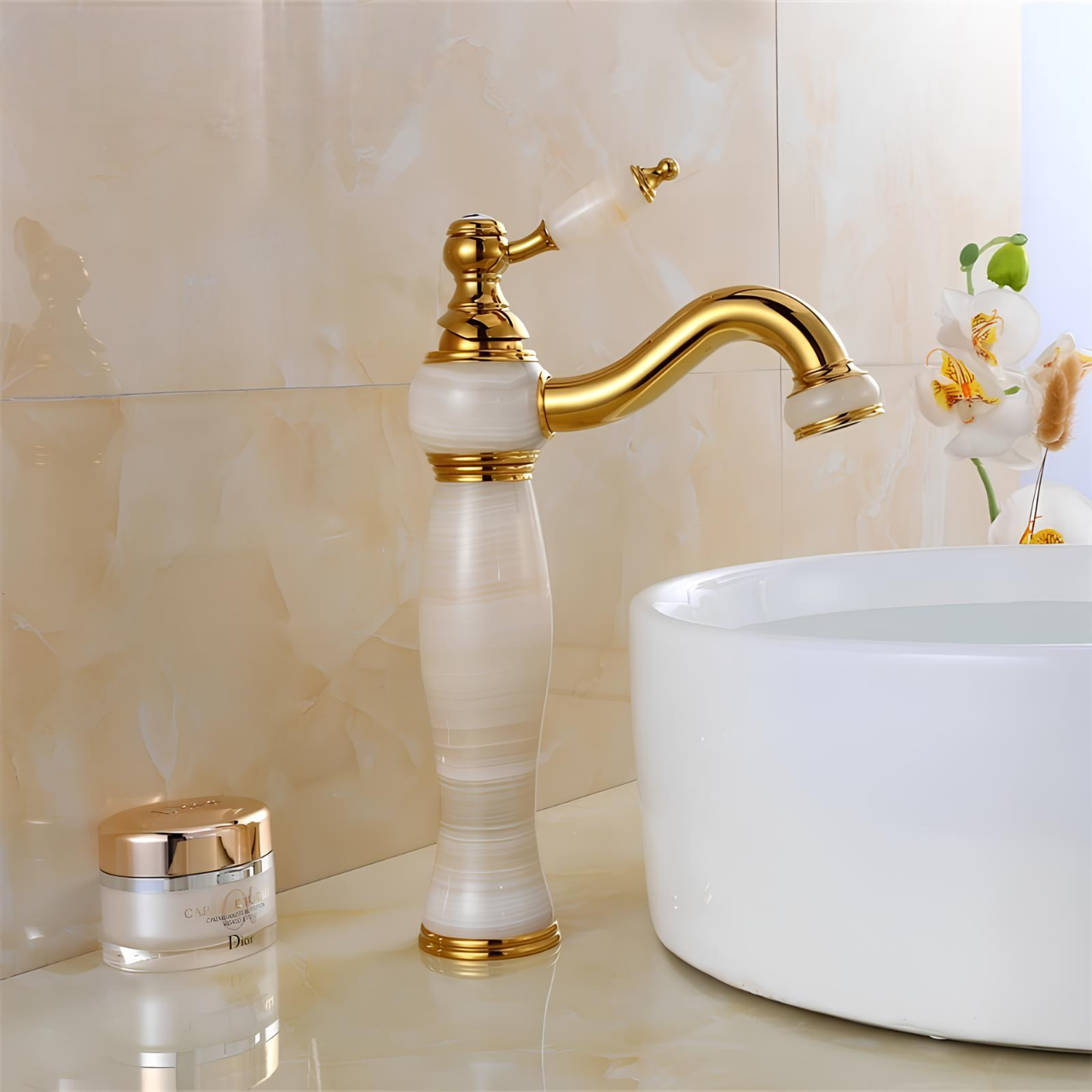 Robinet vasque - décoration marbre